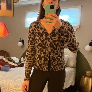 Leopard Print Cardigan 100% Cashmere